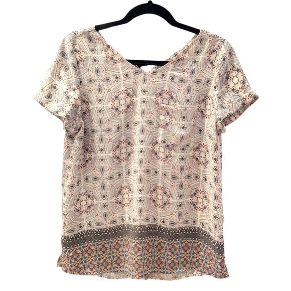 Maurices Boho Geometric Print Short Sleeve Blouse Size Small - Picture 1 of 6